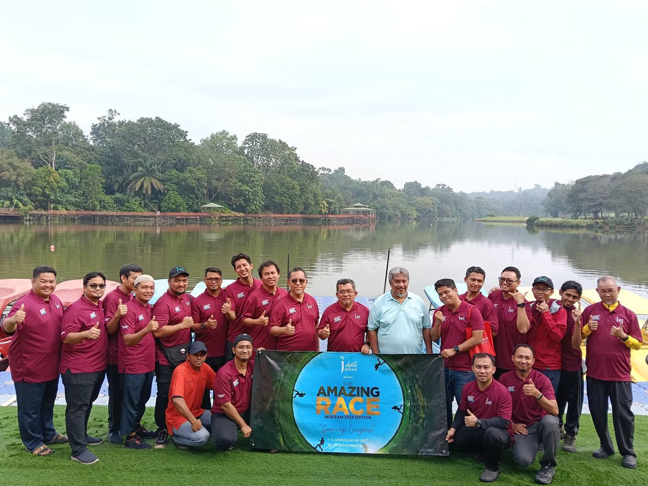 Group activity at the lake